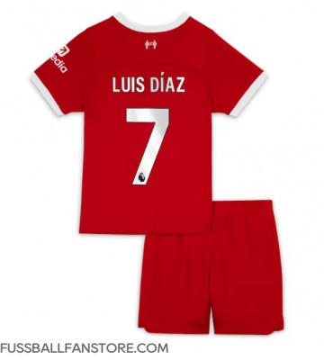 Liverpool Luis Diaz #7 Replik Heimtrikot Kinder 2023-24 Kurzarm (+ Kurze Hosen)